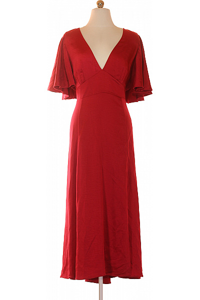 Ted Baker Dámské červené šaty S Krátkým Rukávem Elegantní Dlouhé Saténové Vel. 5