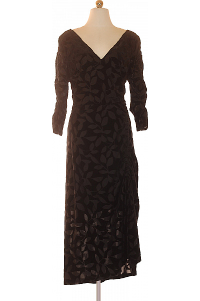 Kensie Dámské šaty Dlouhé černé S Květinovým Vzorem Sametové Elegantní Večerní Vel. 14