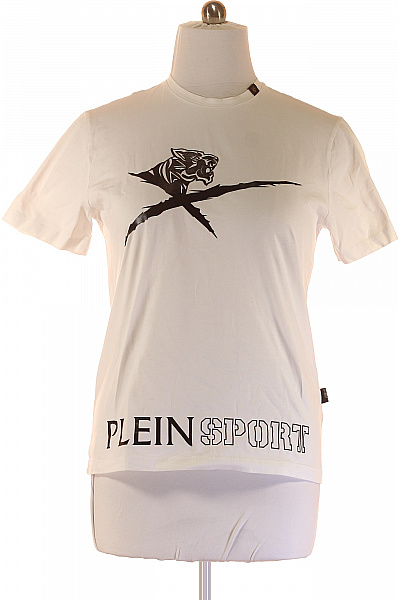 PLEIN SPORT Pánské Tričko s Potiskem Bílé Second hand Vel. M | PLEIN SPORT | obrázek 2