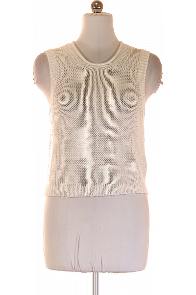 Ralph Lauren Dámská Bílá Vlněná Krátká Pletená Vesta Letní Lehká Vel. M