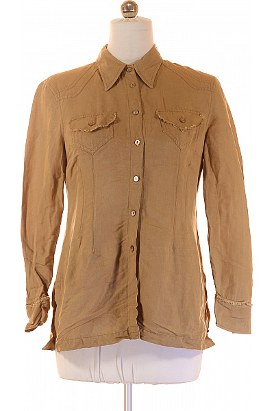 TUZZI Dámská lněná viskózová košile hnědá westernová ležérní vypasovaná Velikost 38 | TUZZI | obrázek 2