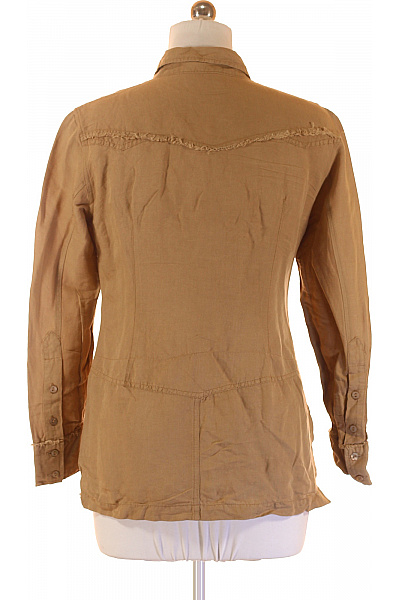 TUZZI Dámská lněná viskózová košile hnědá westernová ležérní vypasovaná Velikost 38 | TUZZI | obrázek 3