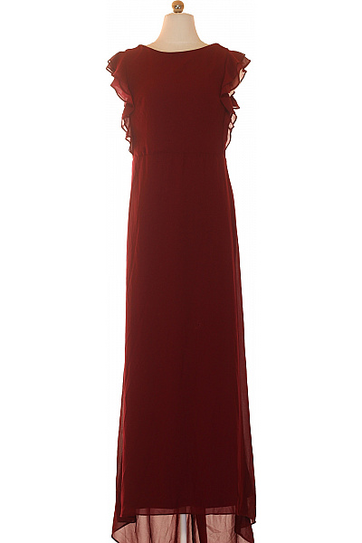 TFNC Dámské Dlouhé šaty Společenské červené šifonové Vel. 14