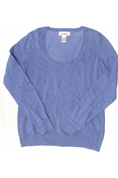 TESINI Dámský modrý pulovr žebrovaný basic lehký přes hlavu Vel. 42 | TESINI | obrázek 2