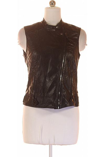 TAIFUN Dámská Krátká Vesta Polyuretanová Motorkářský Styl Vel. 40