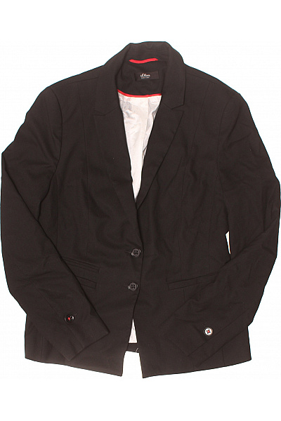 s.OLIVER Černé polyesterové vypasované sako elegantní business jednořadé na běžné nošení Vel. DE 38 | s.OLIVER | obrázek 2