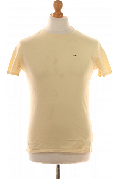 TOMMY HILFIGER Pánské Tričko Žluté Second Hand Vel. S