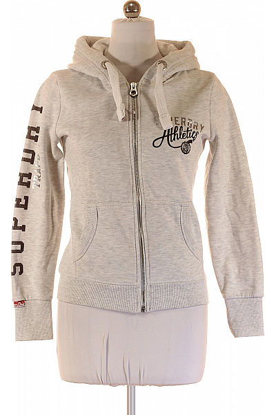 SUPERDRY Dámská bavlněná mikina s kapucí a potiskem na zip světle šedá Vel. M | SUPERDRY | obrázek 2