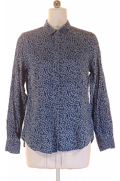 MILANO ITALY Dámská modrá vzorovaná košile s dlouhým rukávem ležérní Vel. 42 | MILANO ITALY | obrázek 2