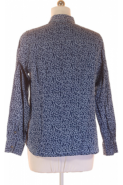 MILANO ITALY Dámská modrá vzorovaná košile s dlouhým rukávem ležérní Vel. 42 | MILANO ITALY | obrázek 3