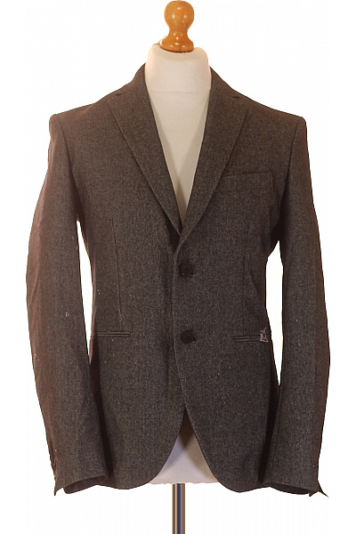 SISLEY Pánské šedé Vlněné Sako Dvouřadé Vypasované Podzimní Volnočasové Velikost 46