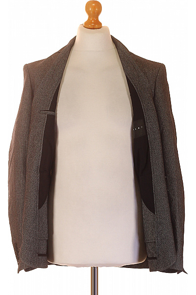 SISLEY Pánské šedé vlněné sako dvouřadé vypasované podzimní volnočasové Velikost 46 | SISLEY | obrázek 3