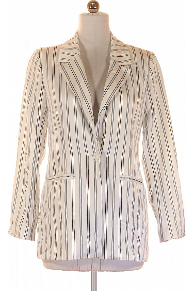 modstrom Dámský blejzr bílý pruhovaný elegantní vypasované s jedním knoflíkem Vel. m | modstrom | obrázek 2