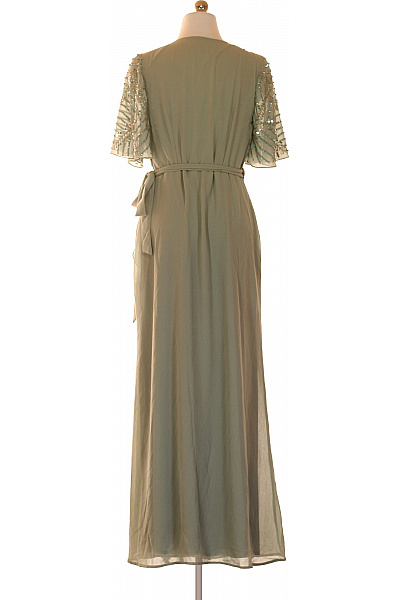 Little Mistress Zavinovací dlouhé šaty s krátkým rukávem a flitry společenské Vel. 40 | Little Mistress | obrázek 2