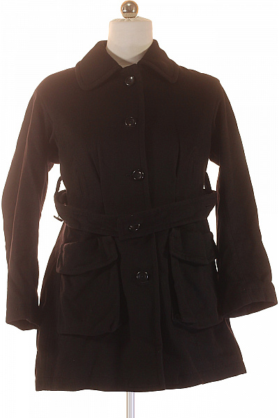 STEFANEL Krátký Dámský Kabát Vlněný Černý Vel. 34 | STEFANEL | obrázek 2