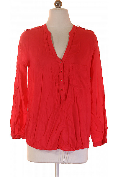 ZARA Dámská červená halenka s dlouhým rukávem a výstřihem do V Vel. S | ZARA | obrázek 2