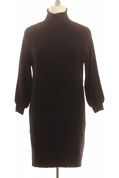 VILA Černé Rolákové Pletené Šaty Svetrové Jednoduché PodKolena Zimní Vel. Xxl