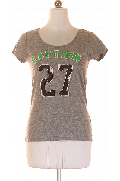 ONLY Dámské šedé tričko s krátkým rukávem a potiskem Captain 27 Vel. M | ONLY | obrázek 2