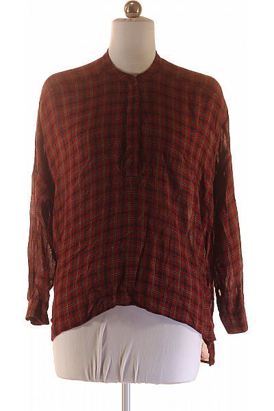 ZARA Dámská kostkovaná halenka červená volná tuniková se stojáčkem Vel. s | ZARA | obrázek 2