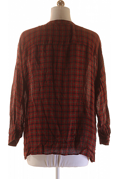 ZARA Dámská kostkovaná halenka červená volná tuniková se stojáčkem Vel. s | ZARA | obrázek 3