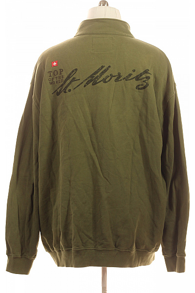 St.Moritz Pánská zelená mikina na zip se stojáčkem a nášivkou Vel. 4XL | St.Moritz | obrázek 2