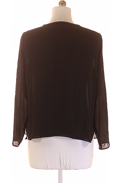 ZARA Černá průsvitná halenka dlouhý rukáv elegantní s výstřihem do V Vel. xl | ZARA | obrázek 3