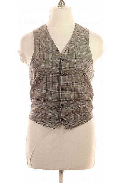 Pánská společenská vesta károvaná hnědá šedá elegantní Velikost 50 | Unimoda | obrázek 2