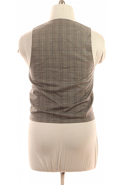 Pánská společenská vesta károvaná hnědá šedá elegantní Velikost 50 | Unimoda | obrázek 3