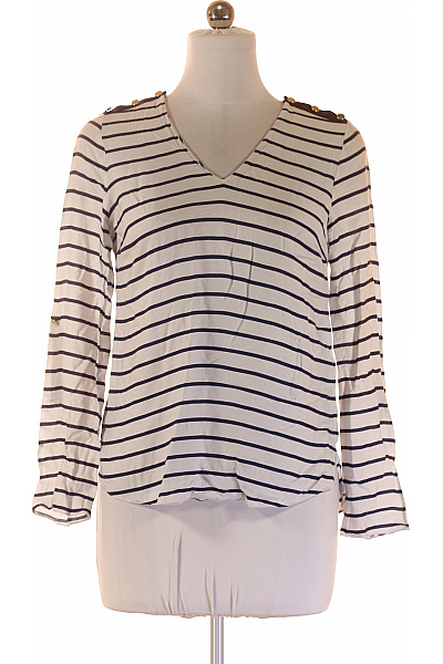 ZARA Dámská viskózová halenka s dlouhým rukávem pruhovaná s výstřihem do V Vel. M | ZARA | obrázek 2