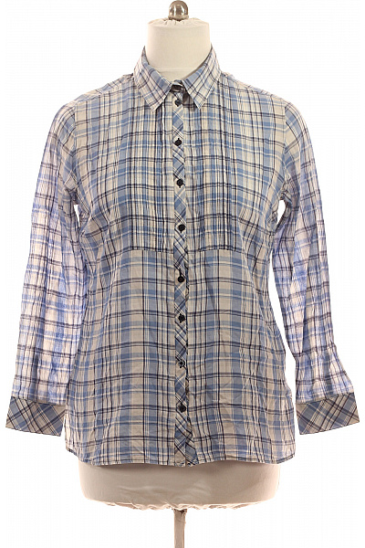 Dámská kostkovaná košile s dlouhým rukávem bavlněná ležérní modrá Vel. 44 | Unimoda | obrázek 2