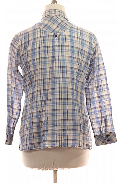 Dámská kostkovaná košile s dlouhým rukávem bavlněná ležérní modrá Vel. 44 | Unimoda | obrázek 3