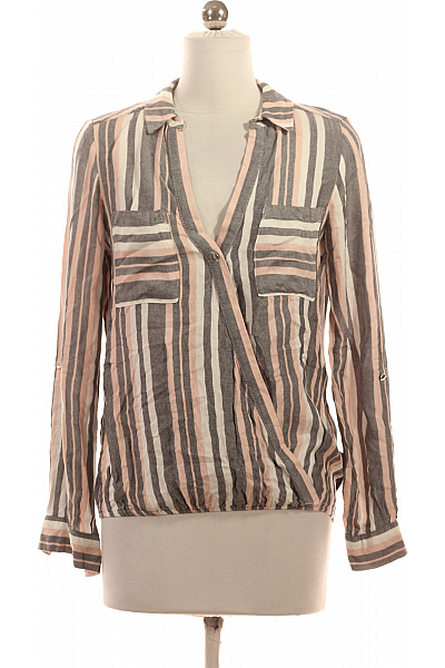 F&F Dámská zavinovací pruhovaná halenka s dlouhým rukávem a kapsami Velikost 36 | F&F | obrázek 2