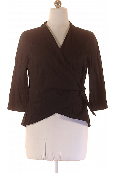 Monnari Bavlněná Zavinovací Halenka Elegantní černá S 3/4 Rukávem Vel. 42