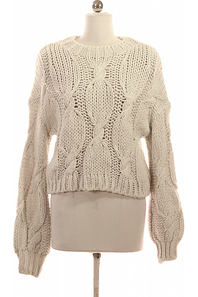 Hollister Dámský hrubě pletený crop pulovr s copánkovým vzorem bílý Vel. S | Hollister | obrázek 2