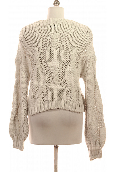 Hollister Dámský hrubě pletený crop pulovr s copánkovým vzorem bílý Vel. S | Hollister | obrázek 3