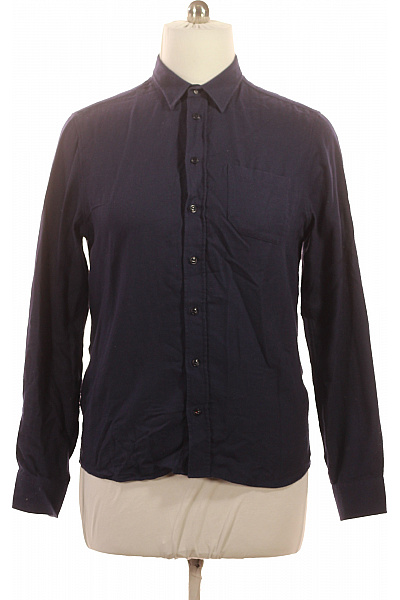 PROGETTO Pánská Tmavě Modrá Košile Dlouhý Rukáv Business Ležérní Regular Fit Velikost L