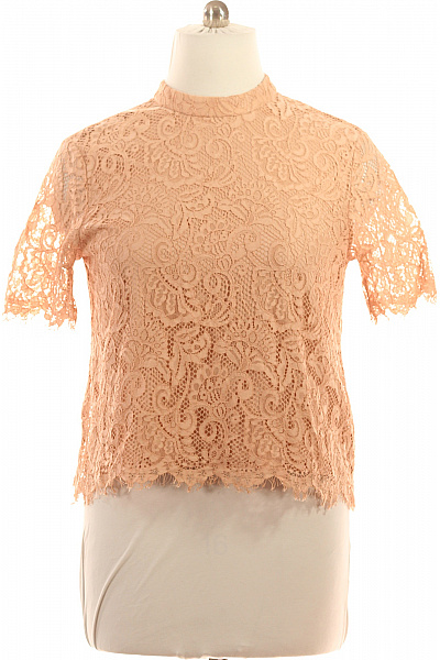 Marks & Spencer růžová krajková halenka se stojáčkem a krátkým rukávem elegantní společenská Vel. 44 | Marks & Spencer | obrázek 2