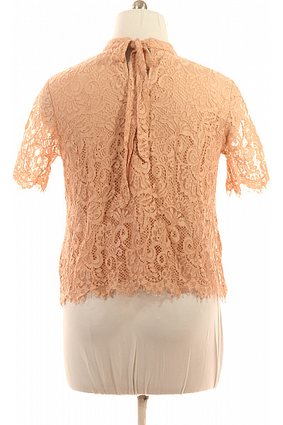 Marks & Spencer růžová krajková halenka se stojáčkem a krátkým rukávem elegantní společenská Vel. 44 | Marks & Spencer | obrázek 3