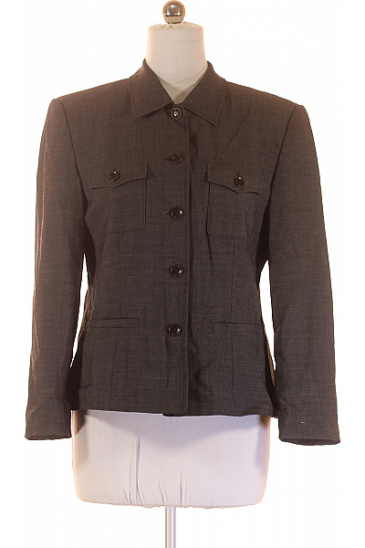 TAIFUN Dámský šedý Blejzr Vojenský Vypasované Elegantní Business Jednořadé S Kapsami Velikost 42