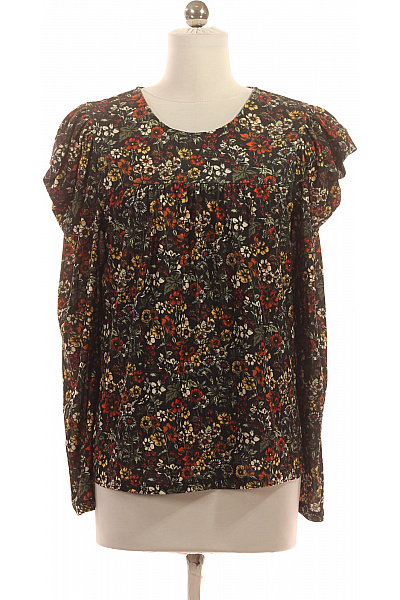 Warehouse Dámská černá halenka s dlouhým rukávem a květinovým potiskem volná Velikost 36 | Warehouse | obrázek 2