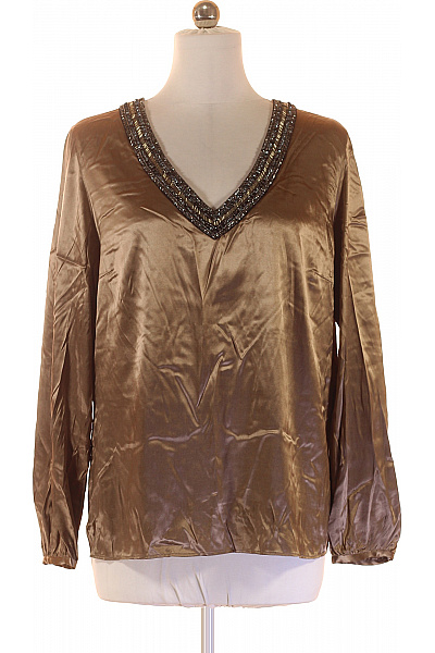 van Laack Hedvábná společenská halenka bronzová s kamínky dlouhý rukáv Velikost 44 | van Laack | obrázek 2
