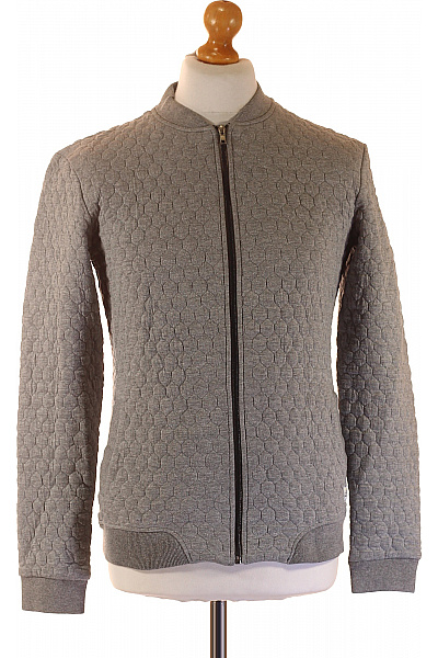 Pánská Mikina šedá Bomber Bez Kapuce Na Zip Velikost S