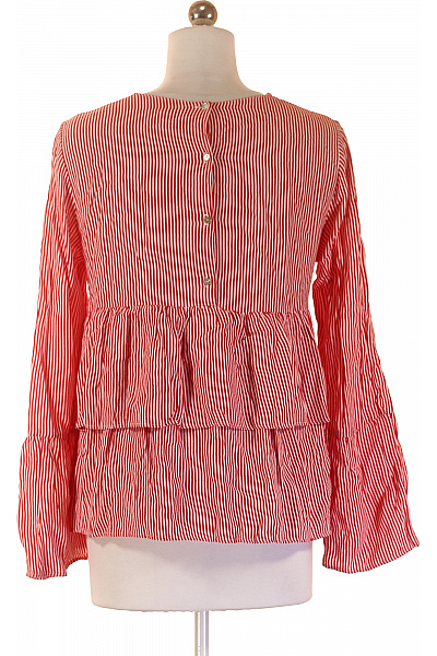 ZARA Dámská halenka s dlouhým rukávem a volánky pruhovaná červená Velikost s | ZARA | obrázek 2