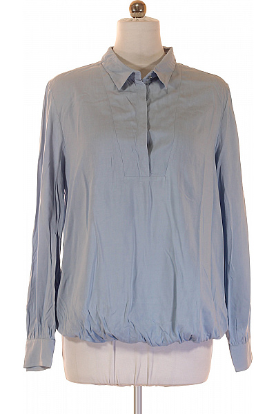 Paulina Viskózová modrá dámská halenka s dlouhým rukávem a gumou v pase Velikost L | Paulina | obrázek 2