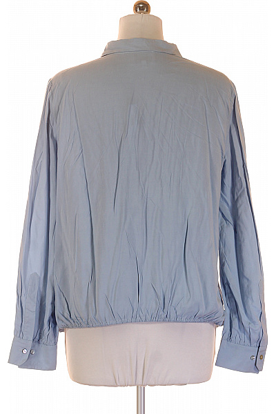 Paulina Viskózová modrá dámská halenka s dlouhým rukávem a gumou v pase Velikost L | Paulina | obrázek 3