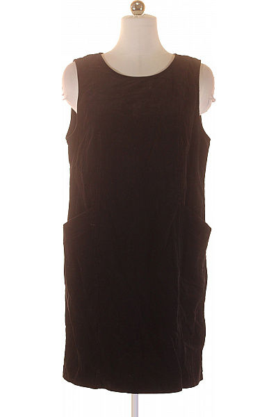 Dámské bavlněné sametové černé šaty bez rukávů s kapsami rovné jednoduché Velikost L | Unimoda | obrázek 2