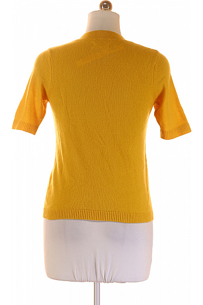 Dámský žlutý žebrovaný pulovr krátký rukáv elegantní pletený Velikost 38 | Unimoda | obrázek 3