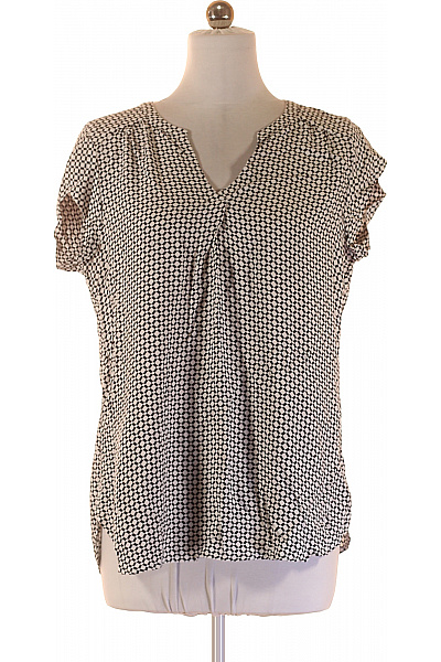 BONITA Dámská viskózová halenka černobílá s krátkým rukávem vzorovaná volná do práce Velikost 44 | BONITA | obrázek 2