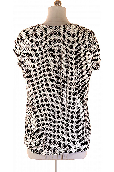 BONITA Dámská viskózová halenka černobílá s krátkým rukávem vzorovaná volná do práce Velikost 44 | BONITA | obrázek 3