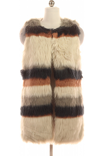 oui Dámská chlupatá pruhovaná vesta krémová hnědá černá šedá Vel. 34 | oui | obrázek 2